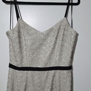 Dress the Population Spaghetti Silver Sequin Dress